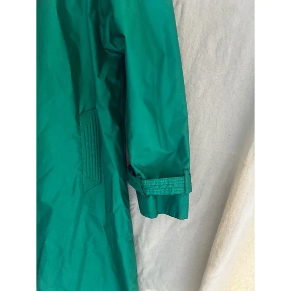 Windsor Bay Vintage Emerald Green Raincoat Long Trench Coat Womens Size 10 - Picture 11 of 16